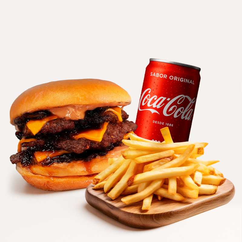 Woll Smash triplo + Batata Frita + GRÁTIS um Refri