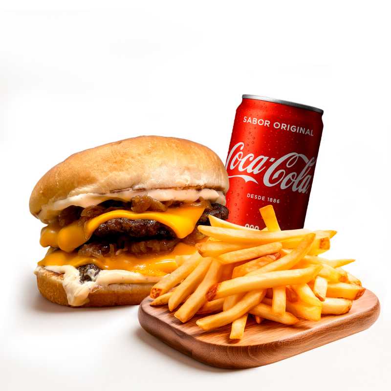 Woll Smash Duplo + Batata Frita + GRÁTIS um Refri